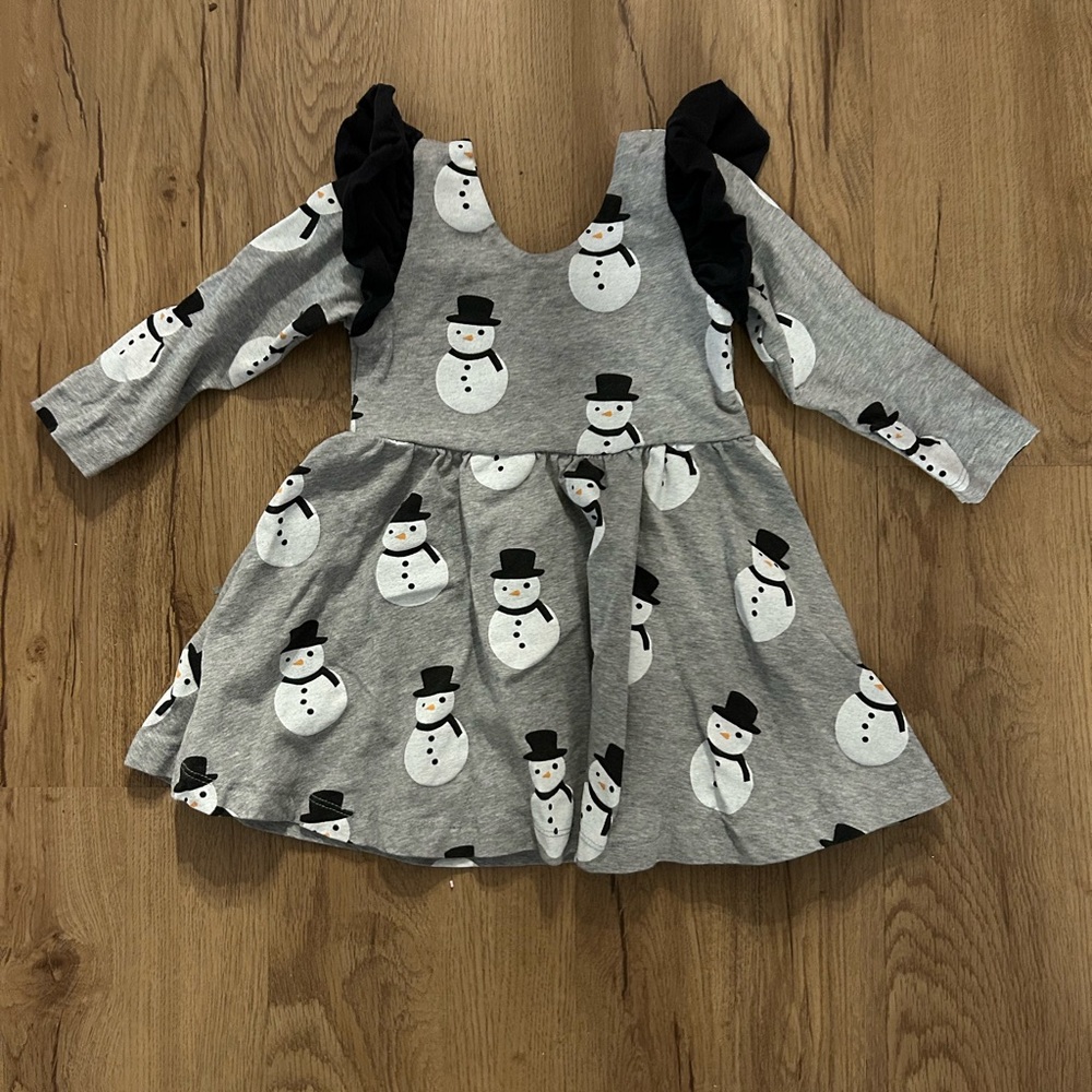 Monica + Andy Grey Snowman Baby/Toddler Dress